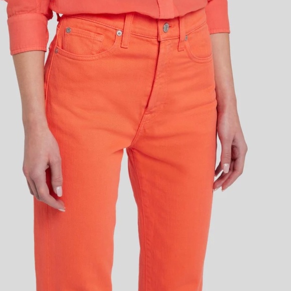 7 for All MANKIND LOGAN STOVEPIPE IN GRAPEFRUIT Jeans - Picture 3 of 7